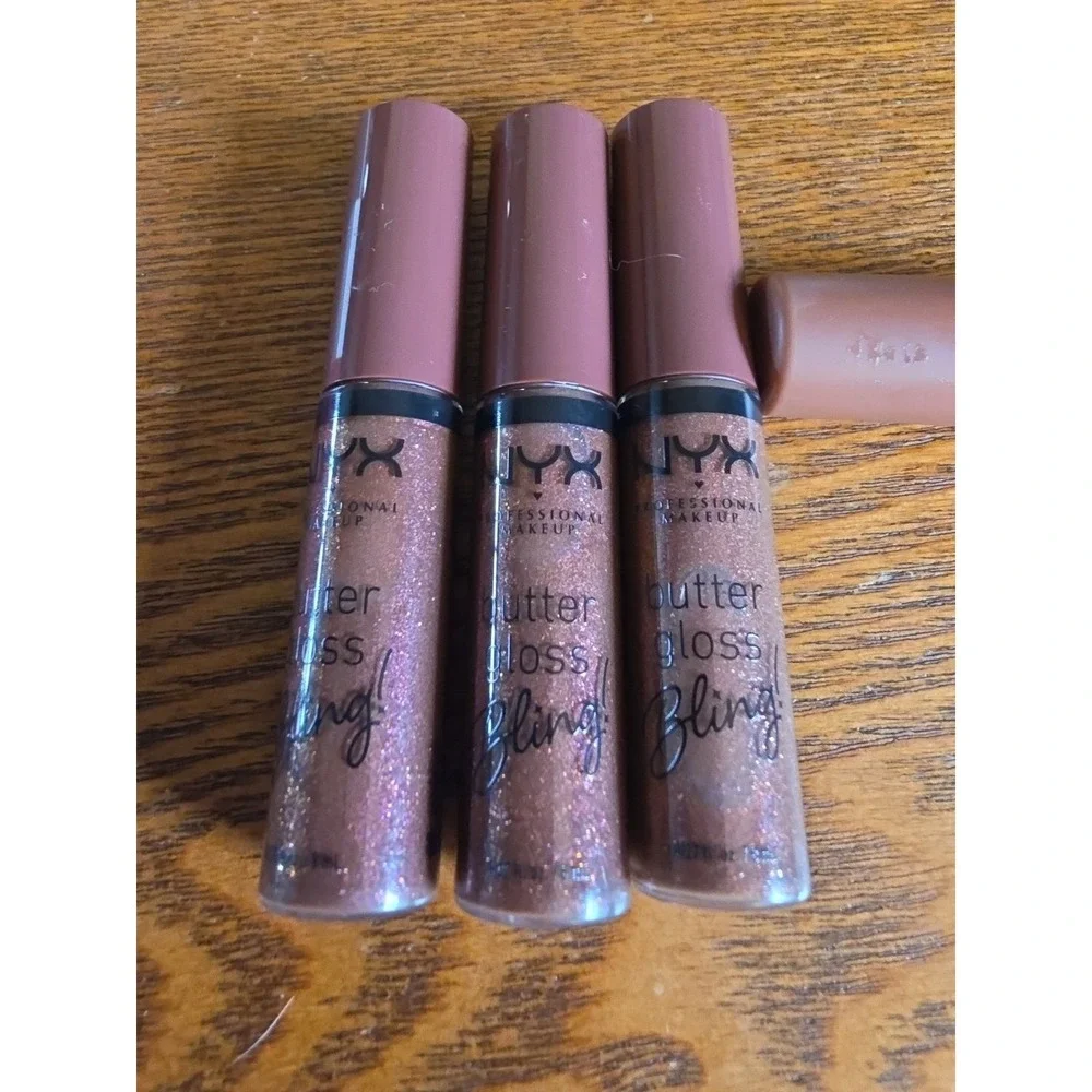 3 pk NYX Butter Gloss Bling! Lip Gloss 0.27 fl oz Ea‎ Sealed 08 - Hu$tla Hustla